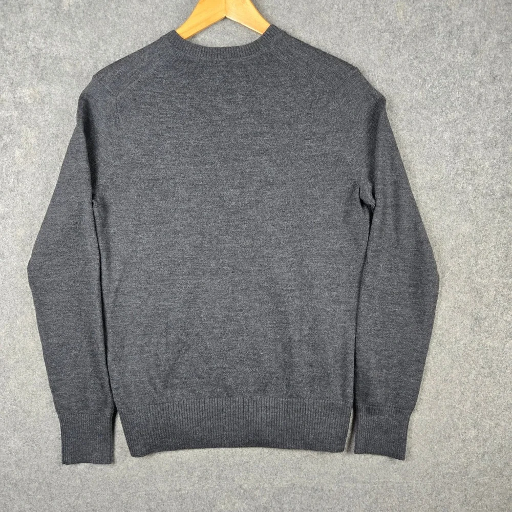 Banana Republic V-Neck Sweater Mens Small Gray Extra Fine Merino Wool Pullover